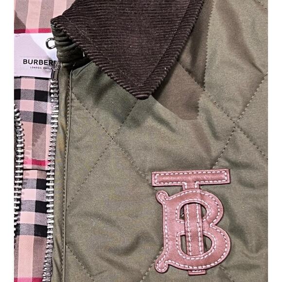 Burberry Ongar Monogram Motif Long Quilted Riding Coat Nova Check Lining XS Prep - Picture 14 of 16